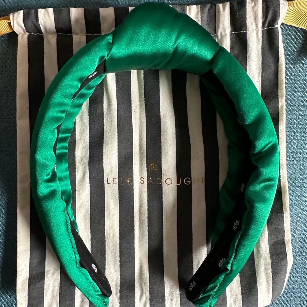 Lele Sadoughi Green Silk headband